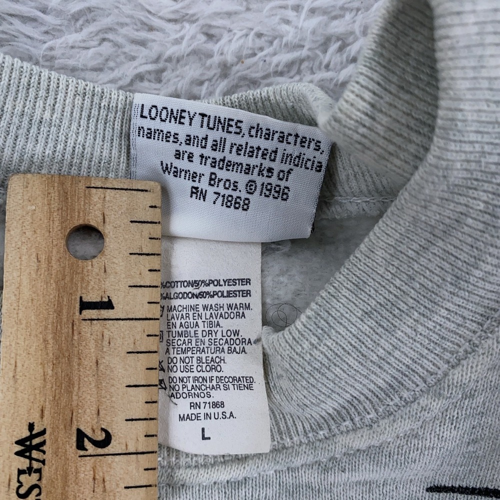 Vintage Sylvester Tweety Get a Life Sweatshirt BOXY SHORT Large Looney Tunes 90s - Picture 8 of 8